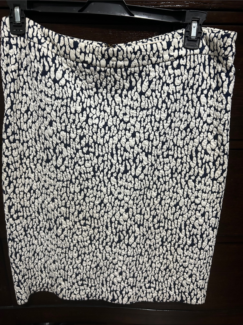 MICHAEL Michael Kors Navy and White Textured Pencil Skirt
